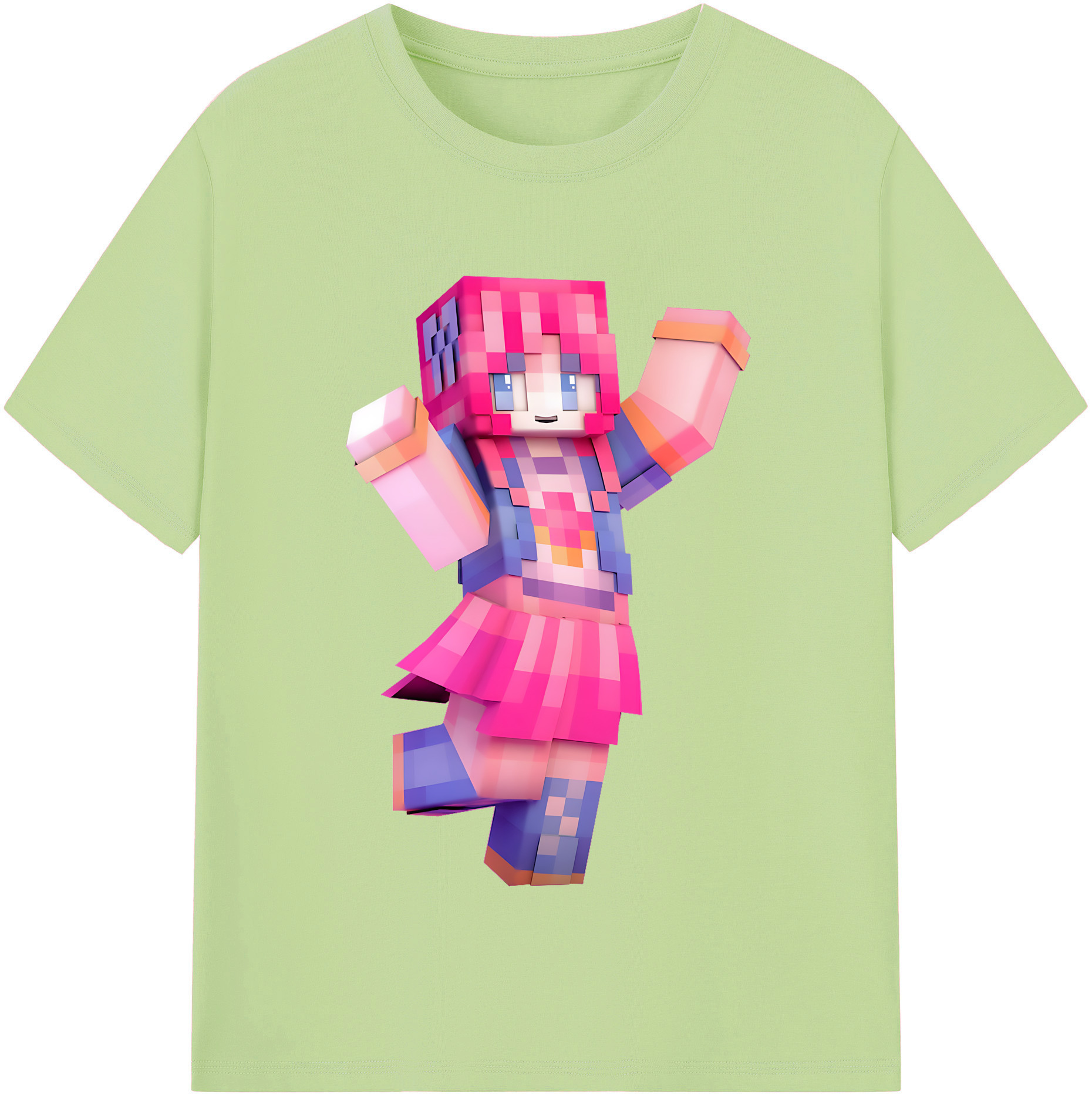 （画像用） マインクラフト ブロックの世界 Minecraft MC Block world 綿100％半袖Tシャツ（フロントプリント）
